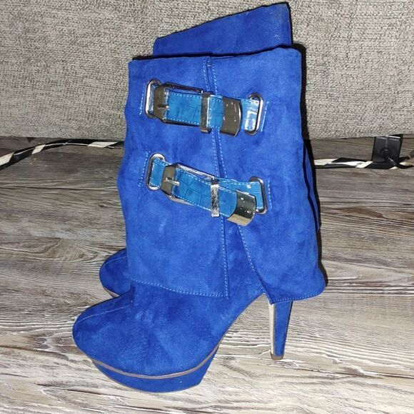 Cobalt blue Suede stiletto heel boots by Michael Antonio  Sz 6 - Picture 2 of 5
